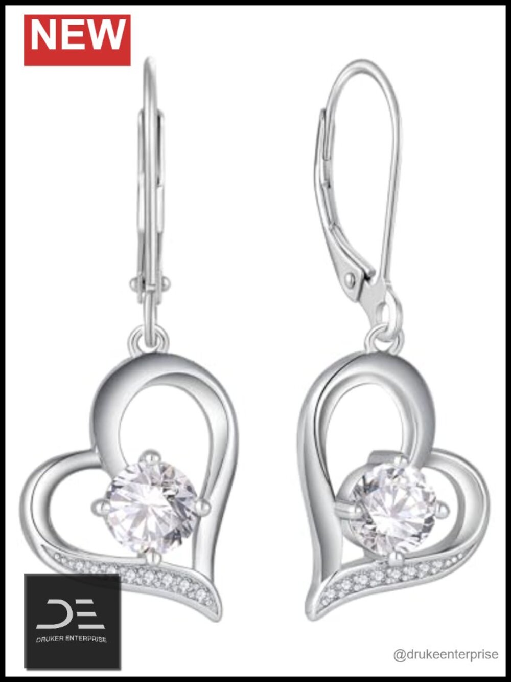 Heart Dangle Drop Earrings Sterling Silver Birthstone Teardrop Jewelry